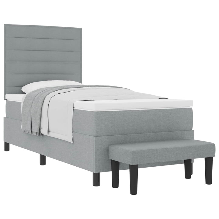 Box spring seng med hovedgærde Lysegrå 100 x 200 cm Stof