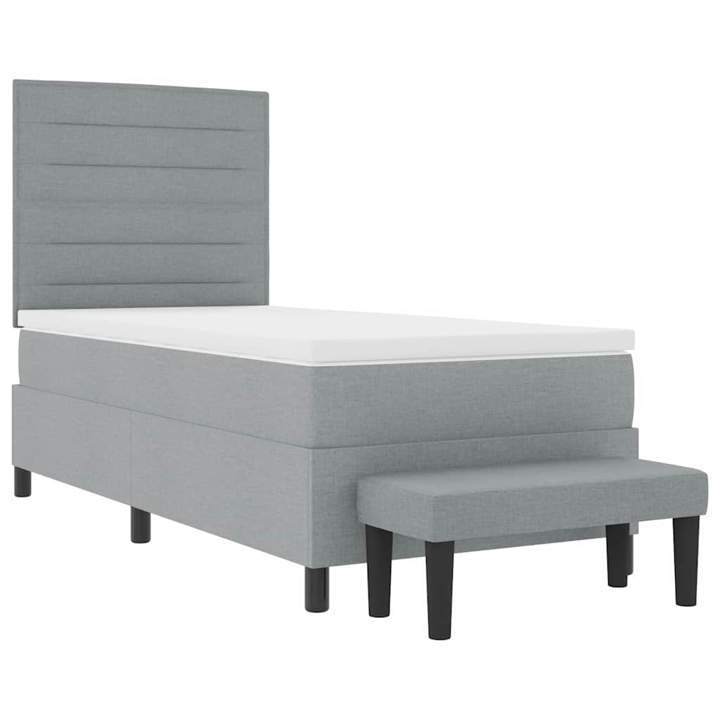 Box spring seng med hovedgærde Lysegrå 100 x 200 cm Stof