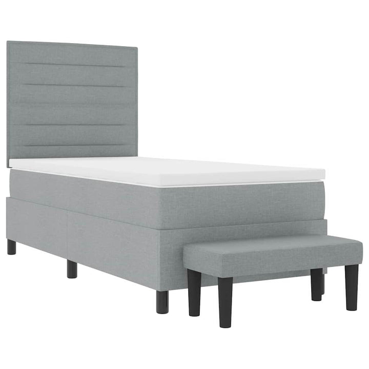 Box spring seng med hovedgærde Lysegrå 100 x 200 cm Stof