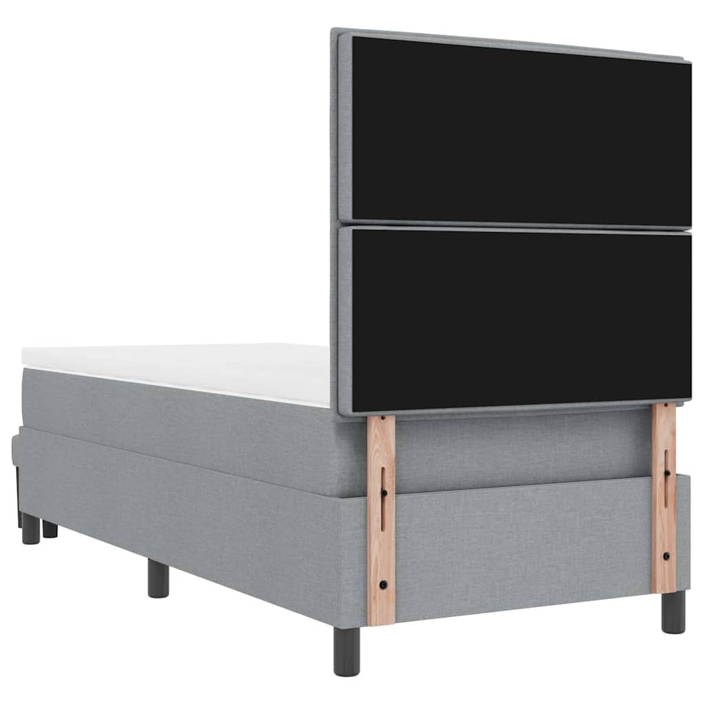 Box spring seng med hovedgærde Lysegrå 100 x 200 cm Stof