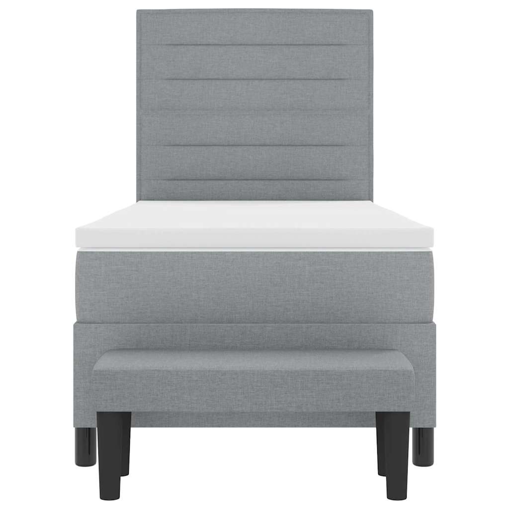 Box spring seng med hovedgærde Lysegrå 100 x 200 cm Stof