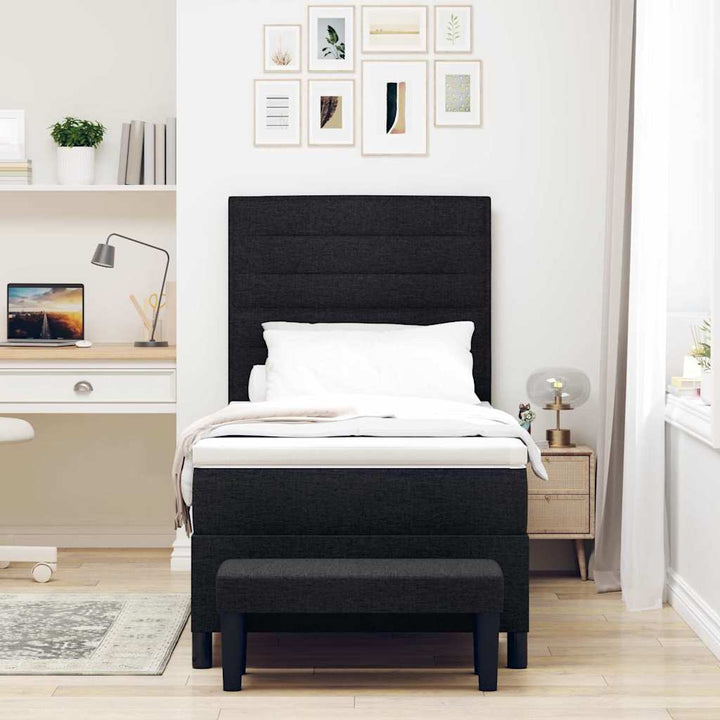 Box spring seng med hovedgærde Sort 100 x 200 cm Stof