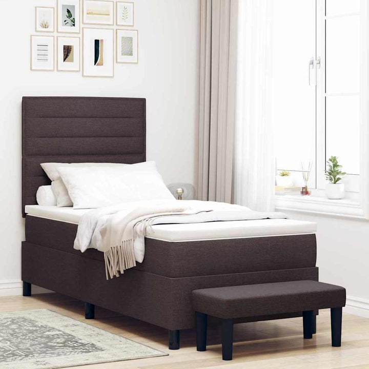 Box spring seng med hovedgærde Mørk Brun 100 x 200 cm Stof