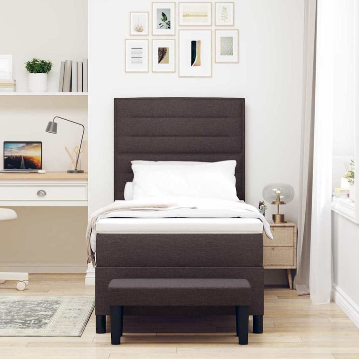 Box spring seng med hovedgærde Mørk Brun 100 x 200 cm Stof