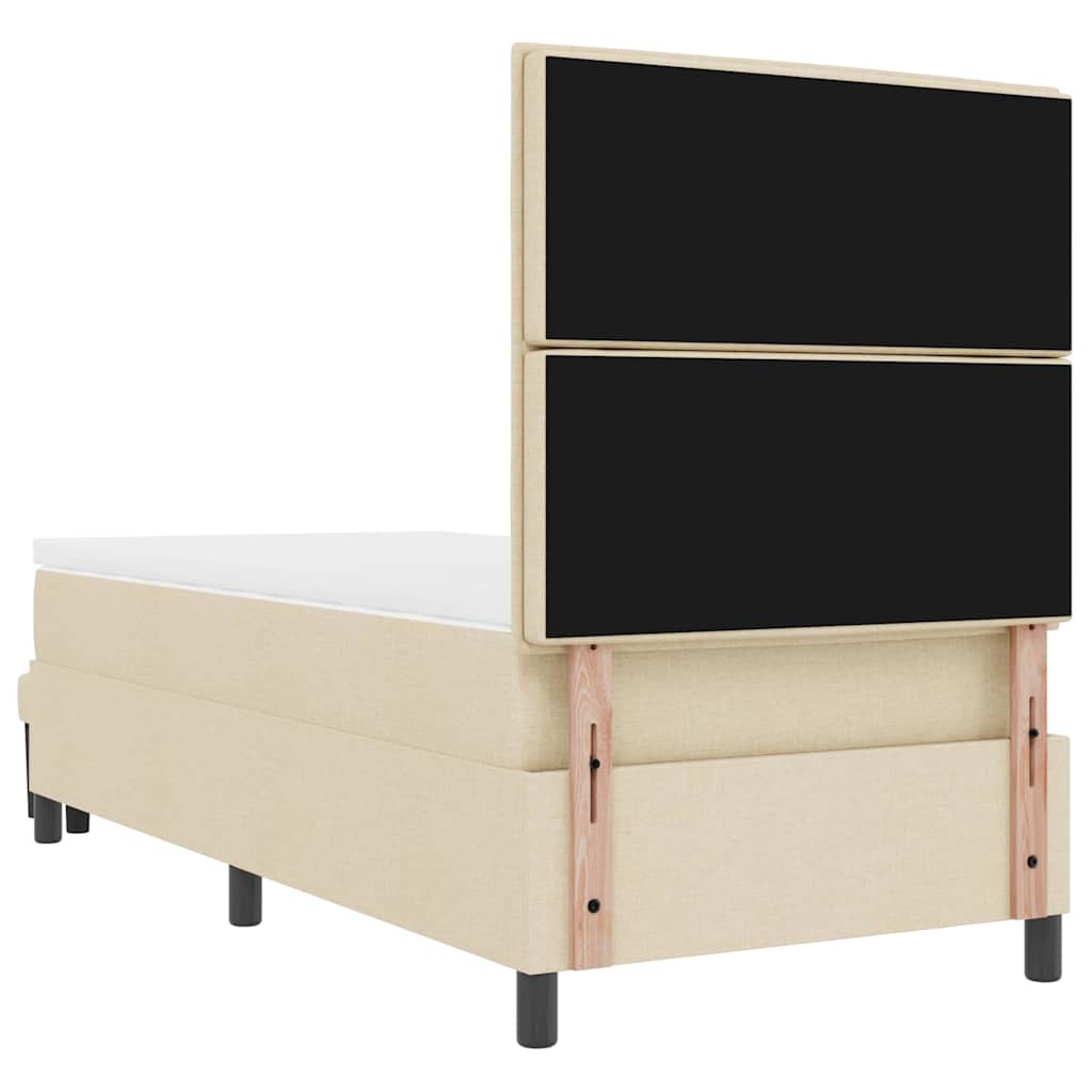Box spring seng med pude med hovedgærde Creme 100 x 200 cm Stof