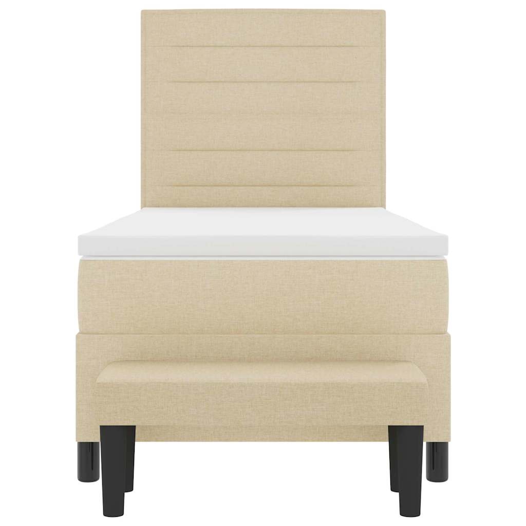 Box spring seng med pude med hovedgærde Creme 100 x 200 cm Stof
