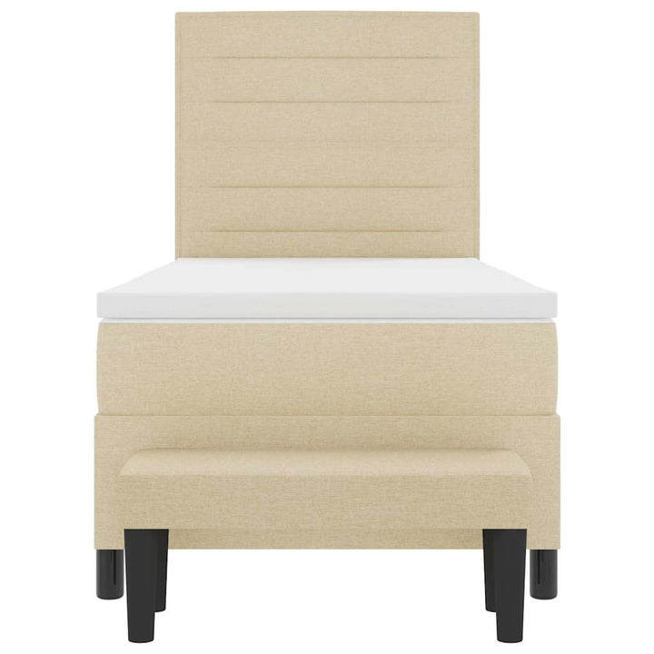 Box spring seng med pude med hovedgærde Creme 100 x 200 cm Stof