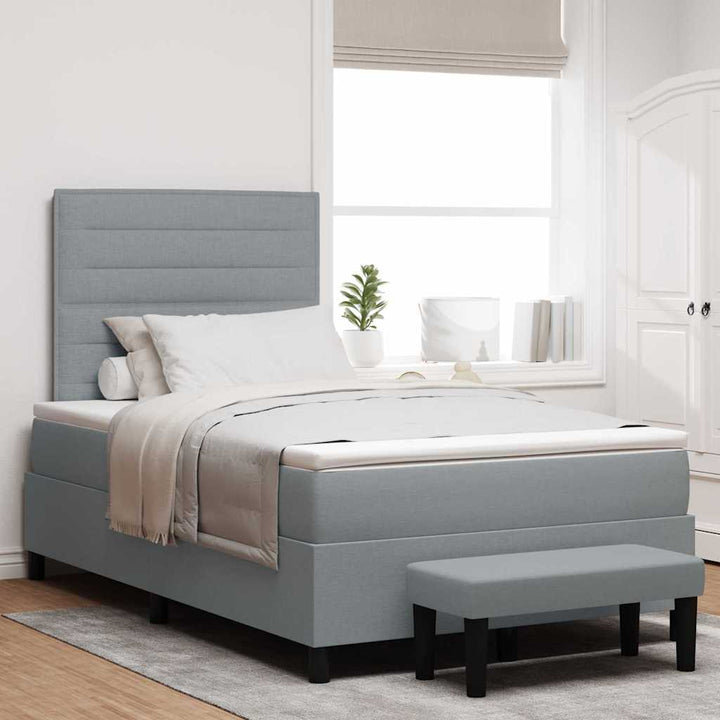 Box spring seng med hovedgærde Lysegrå 120 x 190 cm Stof