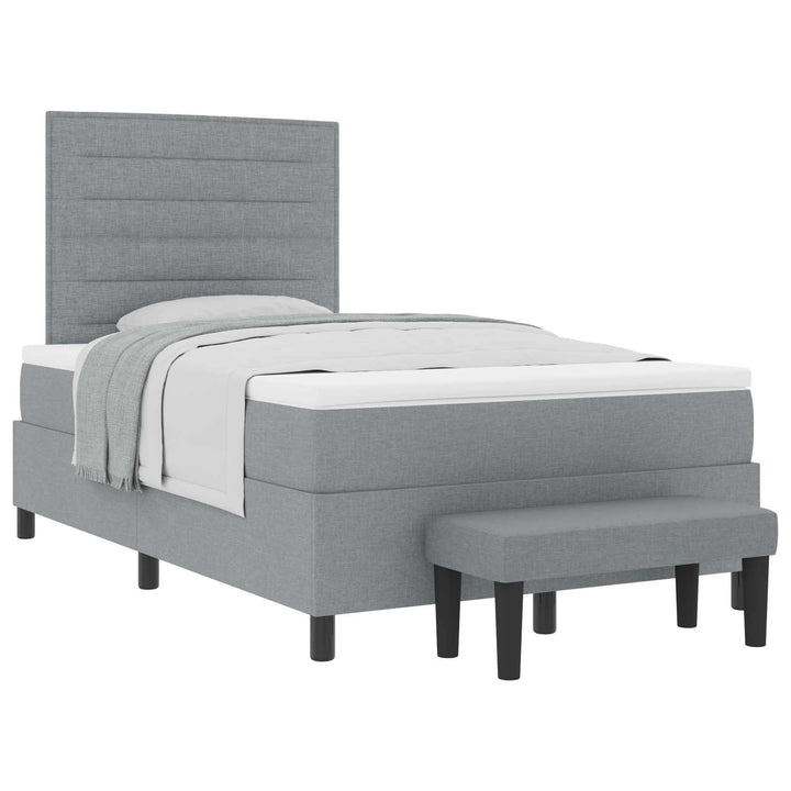 Box spring seng med hovedgærde Lysegrå 120 x 190 cm Stof