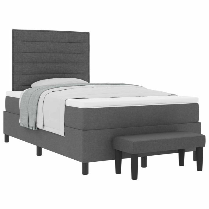 Box spring seng med hovedgærde Mørkegrå 120 x 190 cm Stof