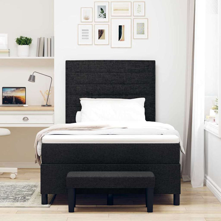Box spring seng med hovedgærde Sort 120 x 190 cm Stof