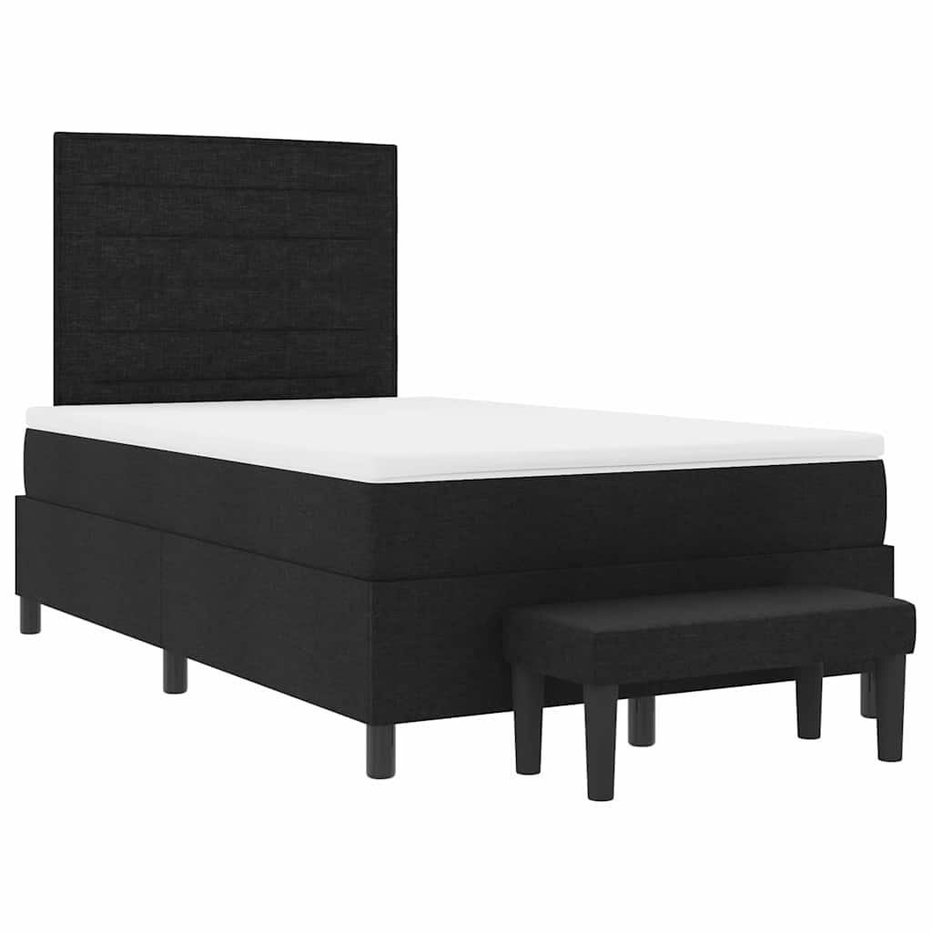 Box spring seng med hovedgærde Sort 120 x 190 cm Stof