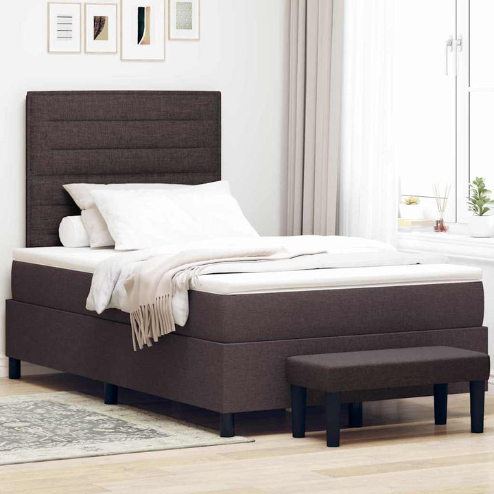 Box spring seng med hovedgærde Mørk Brun 120 x 190 cm Stof