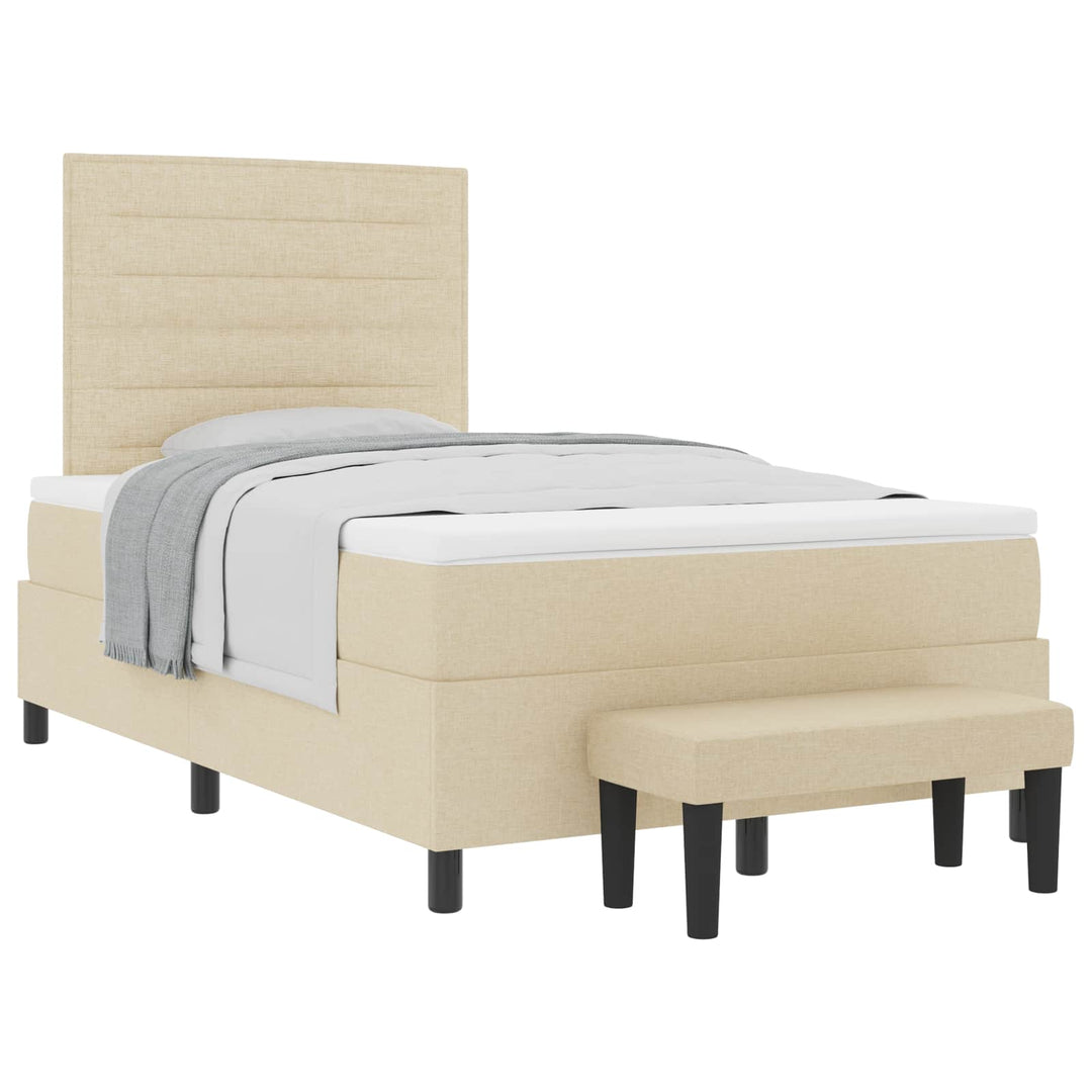 Box spring seng med hovedgærde Creme 120 x 190 cm Stof