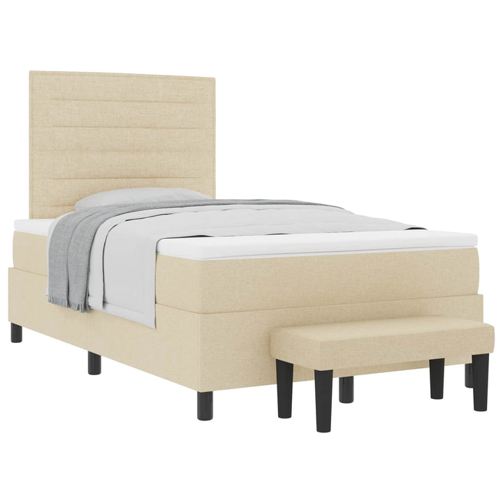 Box spring seng med hovedgærde Creme 120 x 190 cm Stof