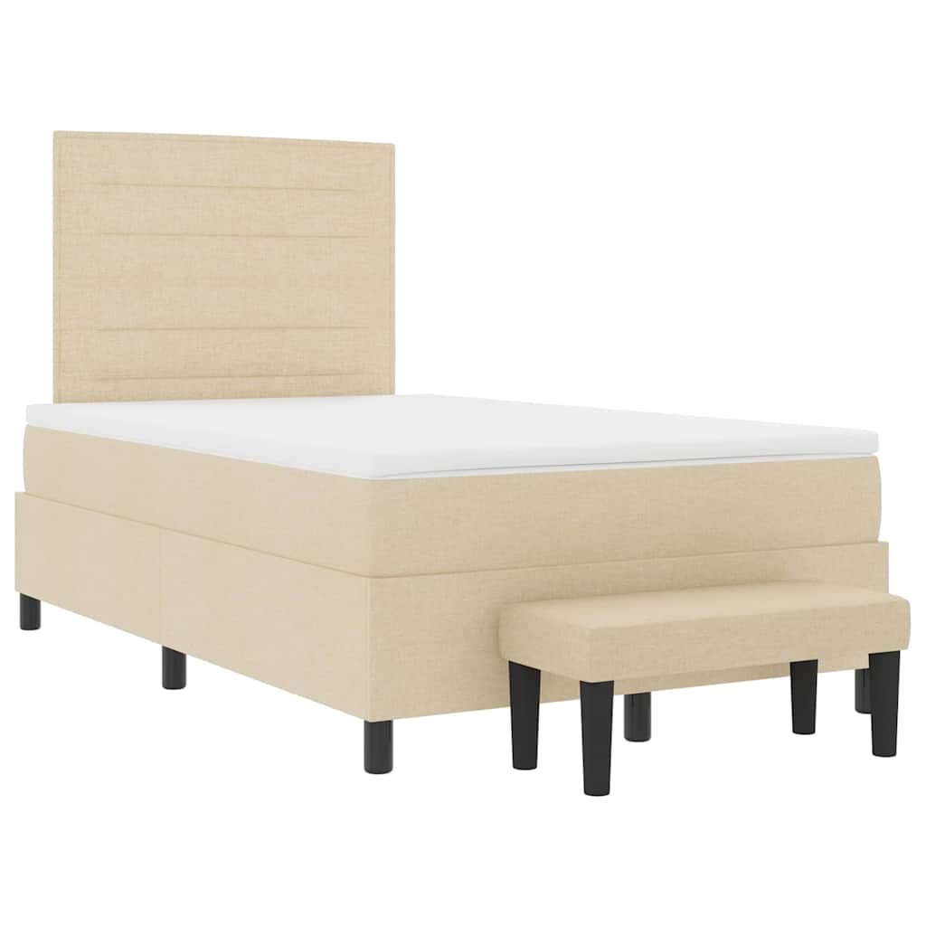 Box spring seng med hovedgærde Creme 120 x 190 cm Stof