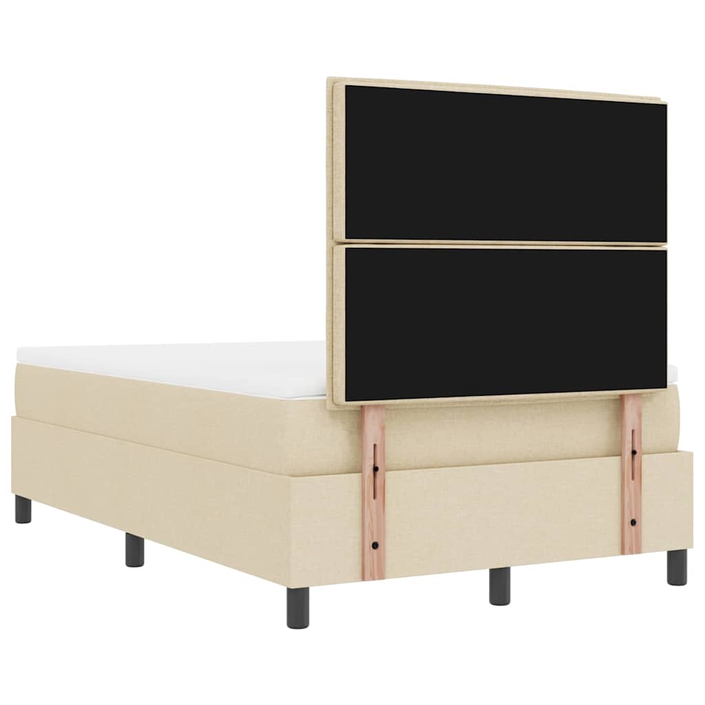 Box spring seng med hovedgærde Creme 120 x 190 cm Stof