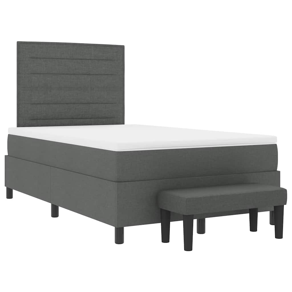Box spring seng med pude Mørkegrå 120 x 200 cm Stof