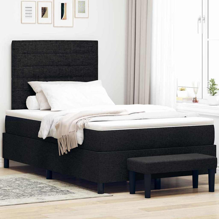 Box spring seng med hovedgærde Sort 120 x 200 cm Stof