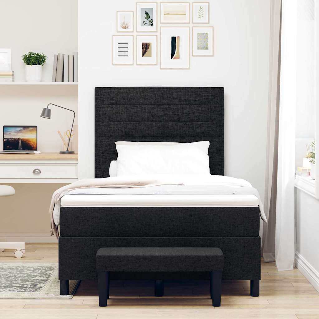 Box spring seng med hovedgærde Sort 120 x 200 cm Stof
