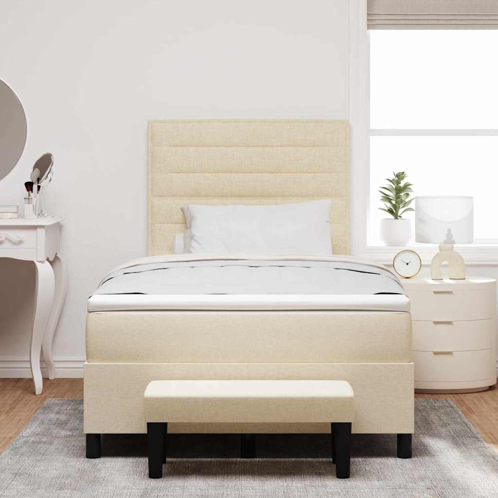 Box spring seng med hovedgærde Creme 120 x 200 cm Stof