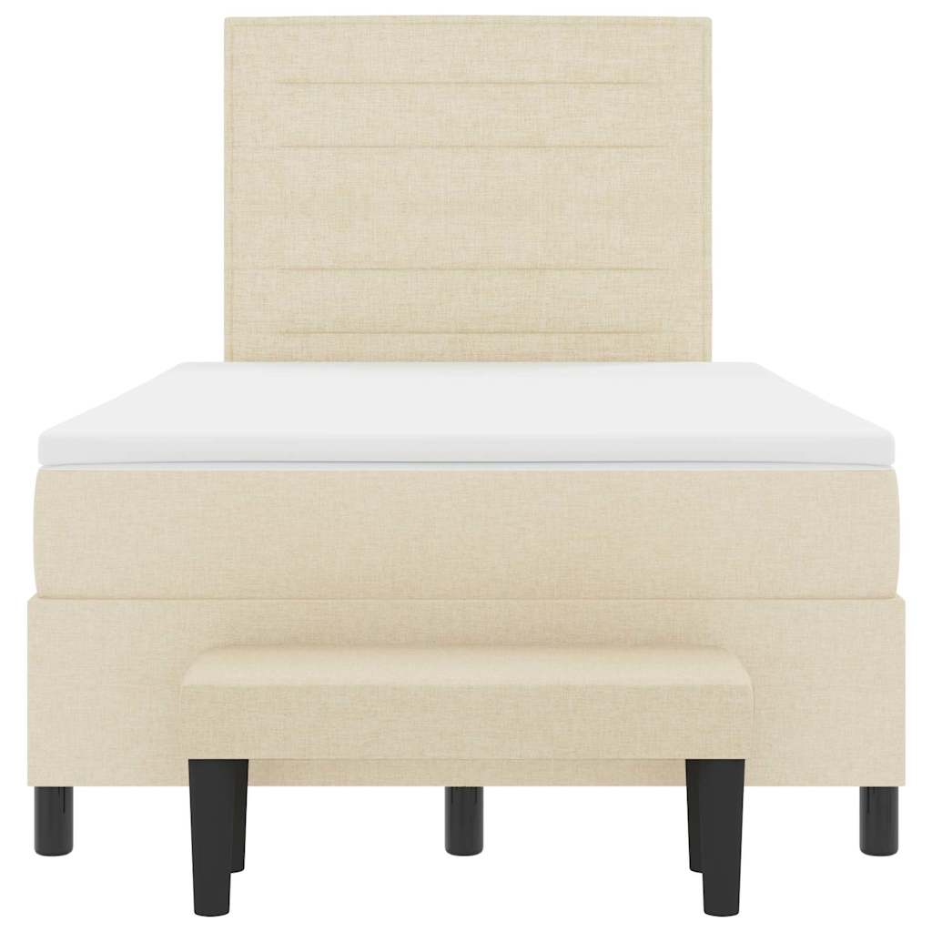 Box spring seng med hovedgærde Creme 120 x 200 cm Stof