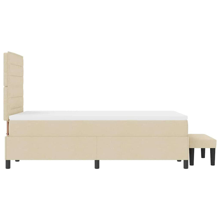 Box spring seng med hovedgærde Creme 120 x 200 cm Stof