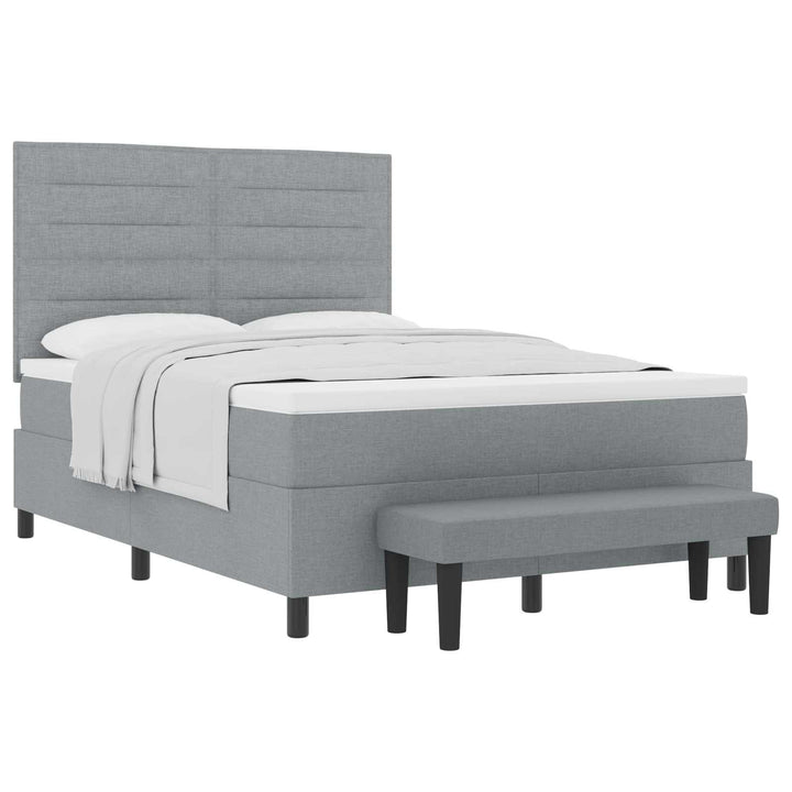 Box spring seng med hovedgærde Lysegrå 140 x 190 cm Stof