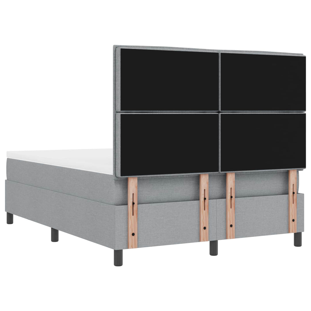 Box spring seng med hovedgærde Lysegrå 140 x 190 cm Stof