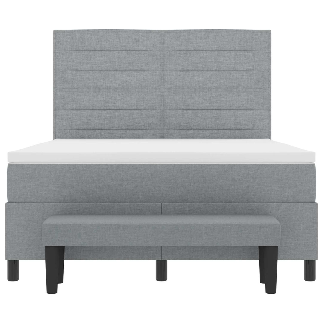 Box spring seng med hovedgærde Lysegrå 140 x 190 cm Stof