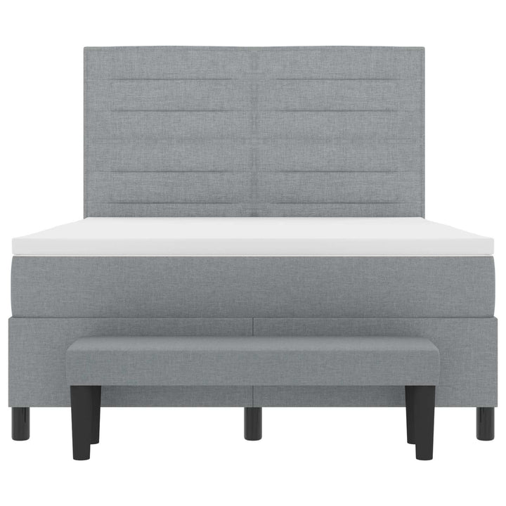 Box spring seng med hovedgærde Lysegrå 140 x 190 cm Stof