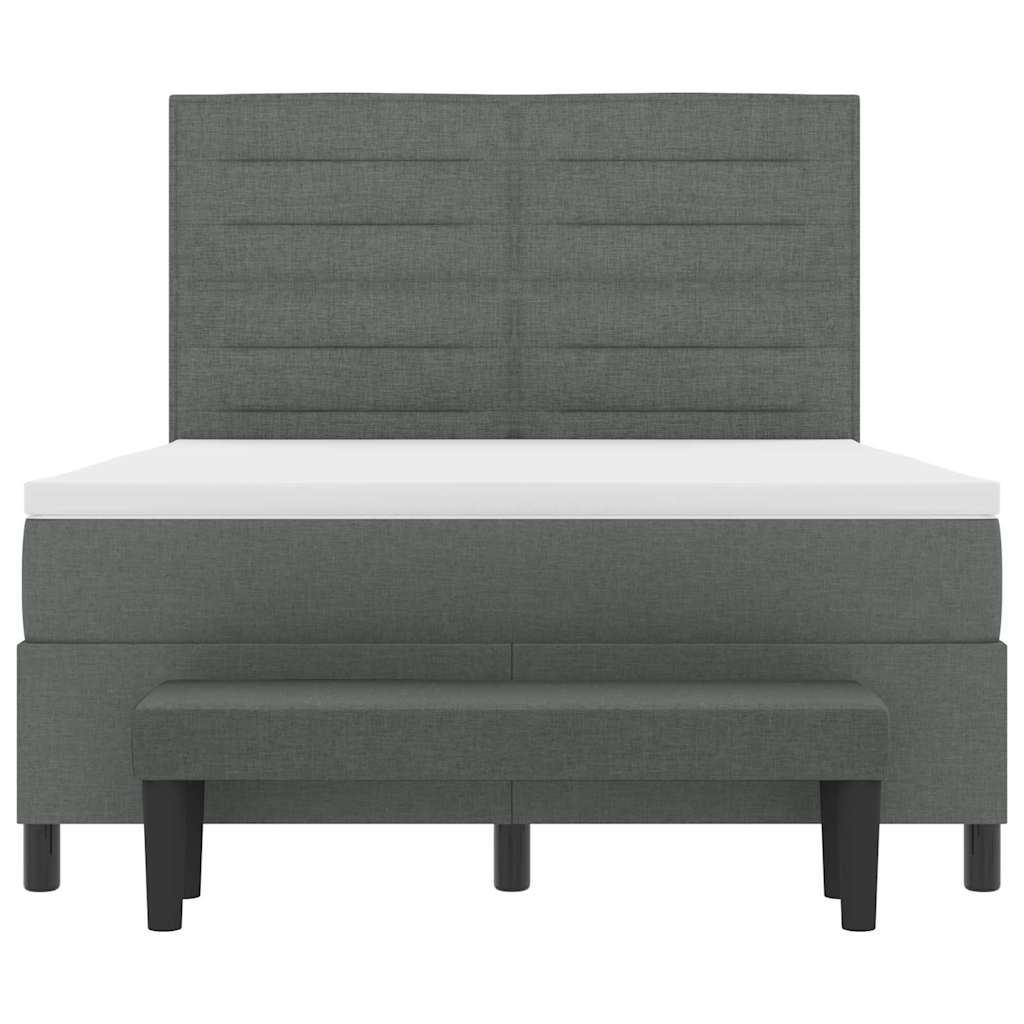 Box spring seng med pude Mørkegrå 140 x 190 cm Stof