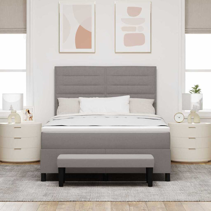 Box spring seng med hovedgærde Gråbrun 140 x 190 cm Stof