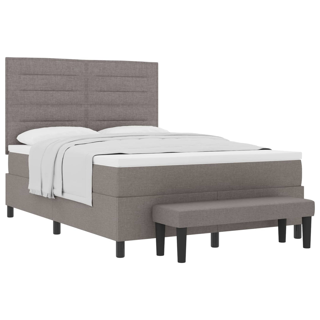 Box spring seng med hovedgærde Gråbrun 140 x 190 cm Stof