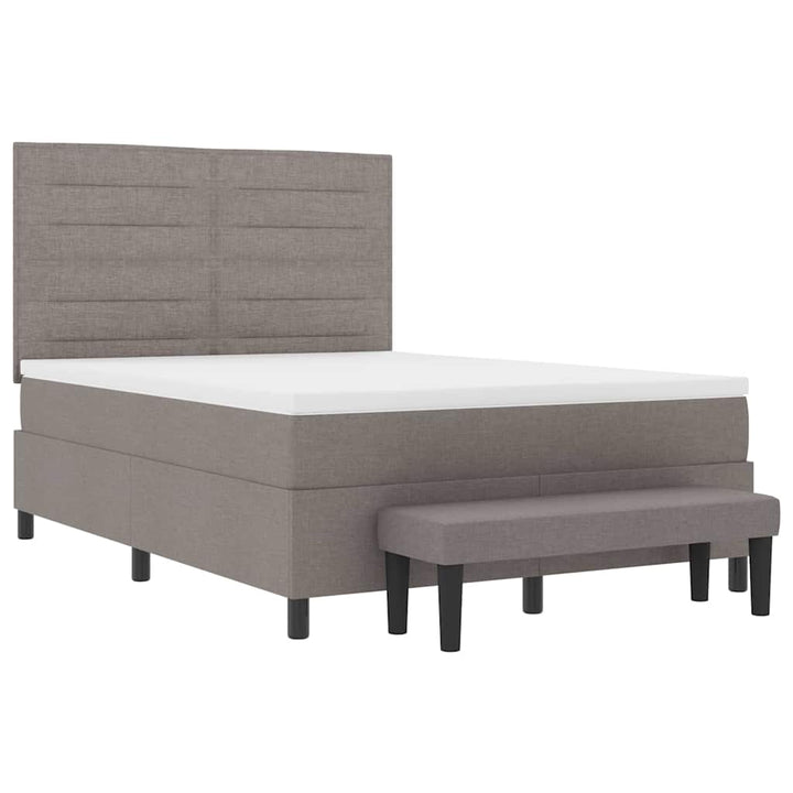 Box spring seng med hovedgærde Gråbrun 140 x 190 cm Stof