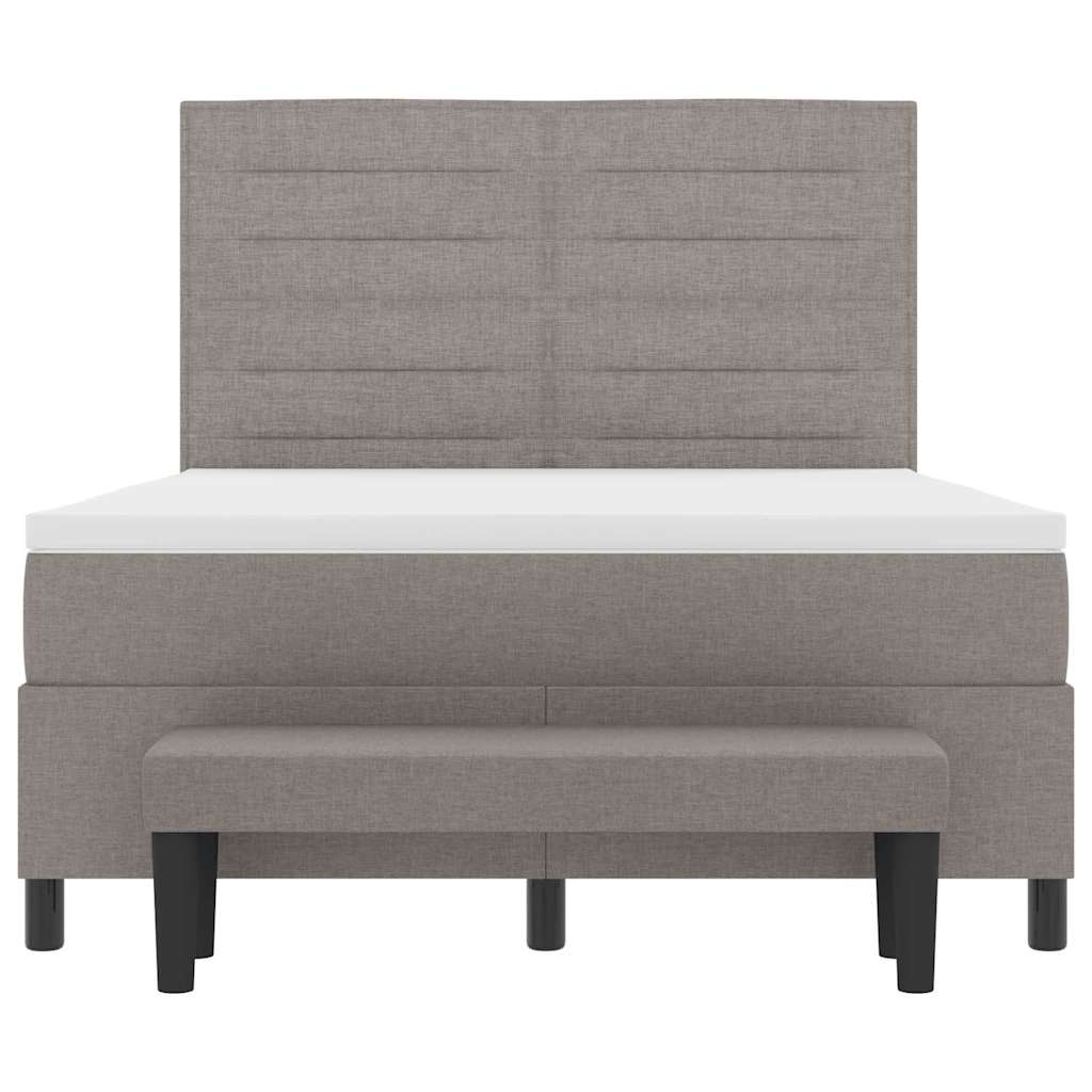 Box spring seng med hovedgærde Gråbrun 140 x 190 cm Stof
