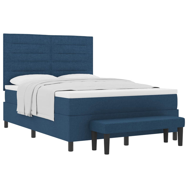 Box spring seng med hovedgærde Blå 140 x 190 cm Stof