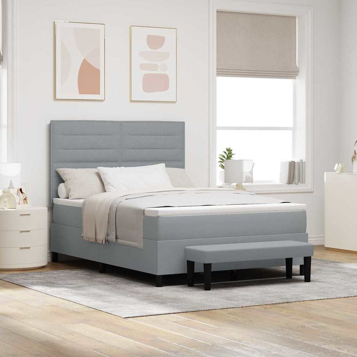 Box spring seng med hovedgærde Lysegrå 140 x 200 cm Stof