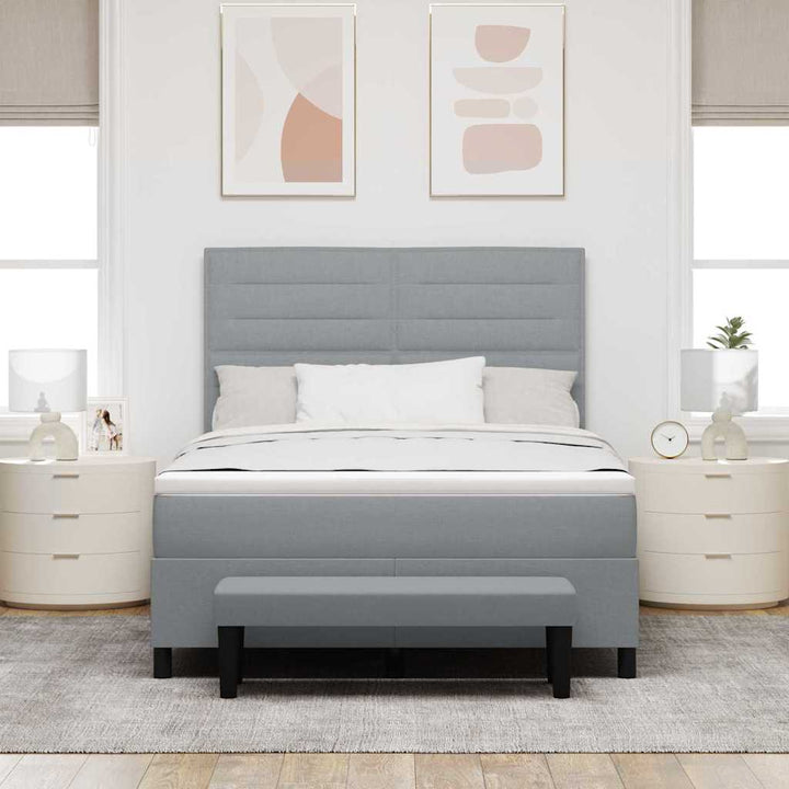 Box spring seng med hovedgærde Lysegrå 140 x 200 cm Stof