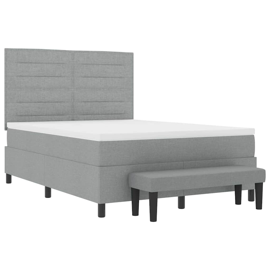 Box spring seng med hovedgærde Lysegrå 140 x 200 cm Stof
