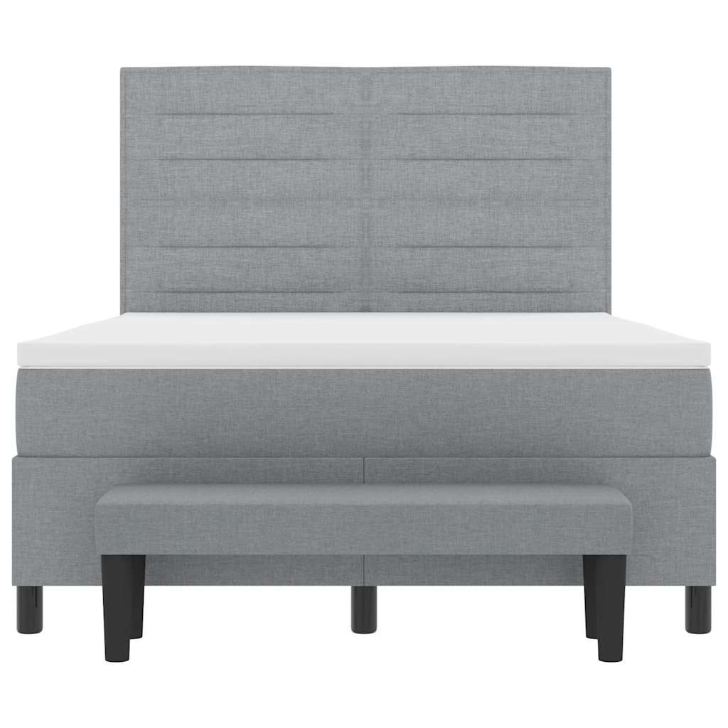 Box spring seng med hovedgærde Lysegrå 140 x 200 cm Stof