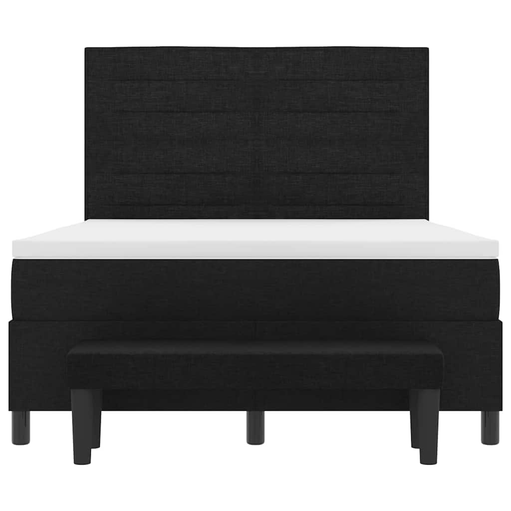 Box spring seng med hovedgærde Sort 140 x 200 cm Stof