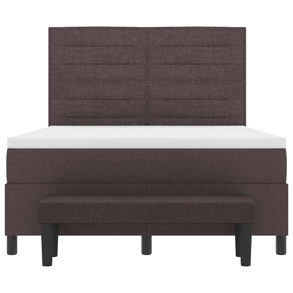 Box spring seng med hovedgærde Mørk Brun 140 x 200 cm Stof