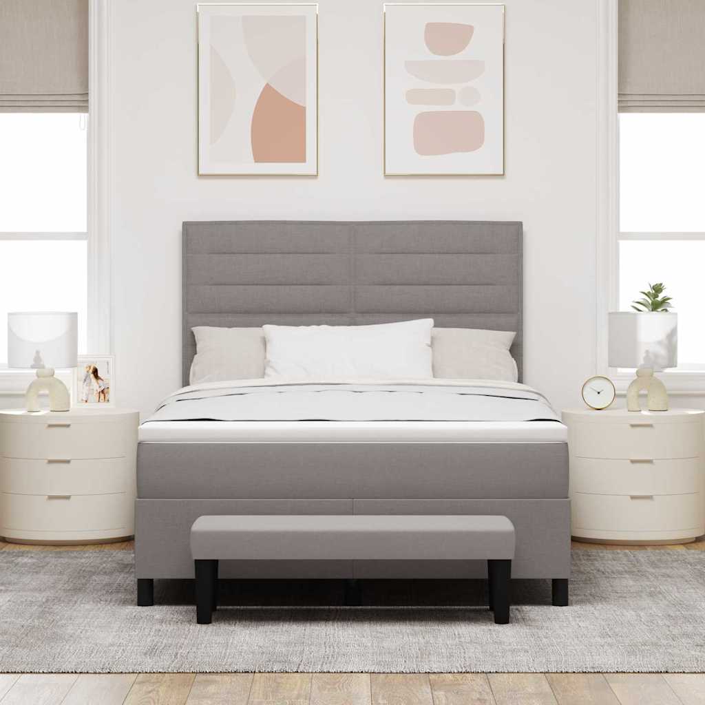 Box spring seng med hovedgærde Gråbrun 140 x 200 cm Stof