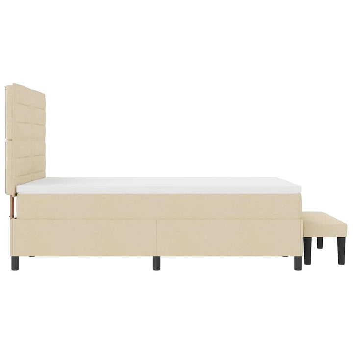 Box spring seng med hovedgærde Creme 140 x 200 cm Stof