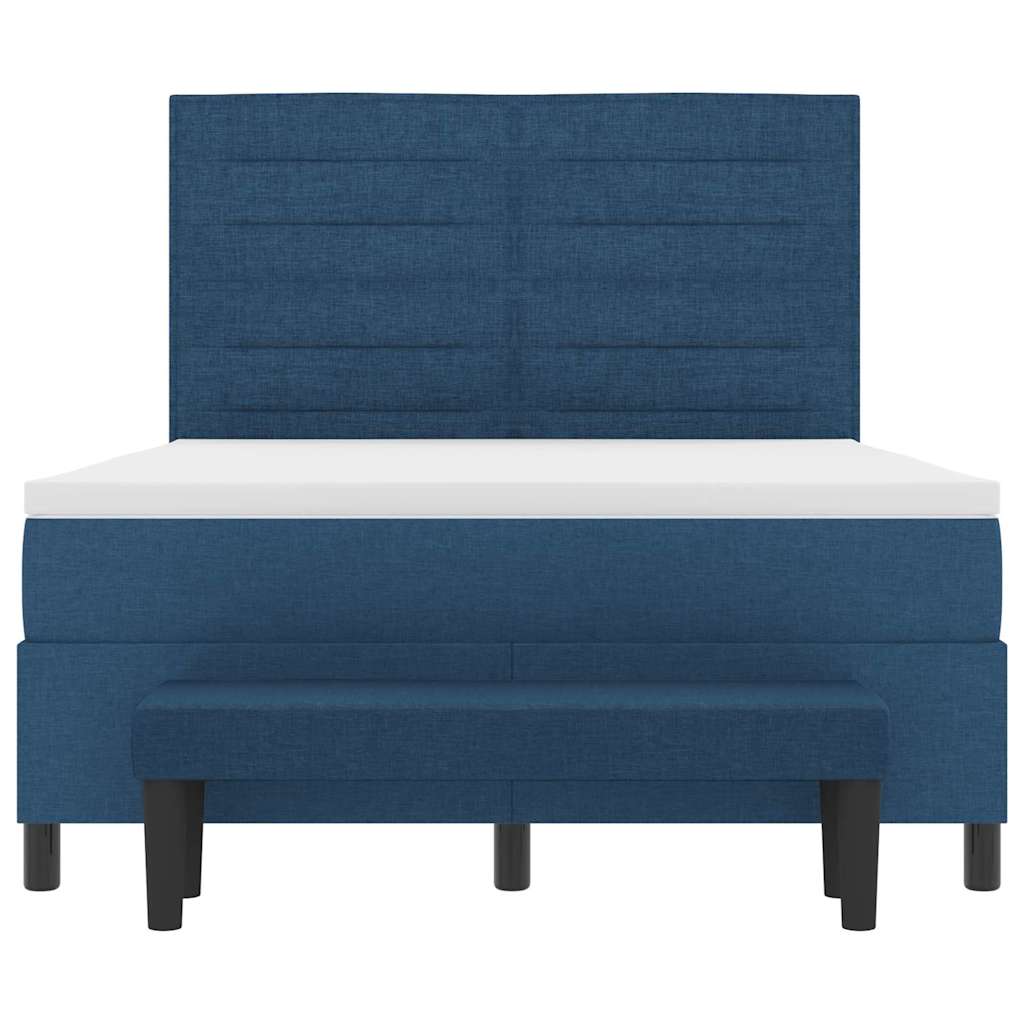 Box spring seng med hovedgærde Blå 140 x 200 cm Stof