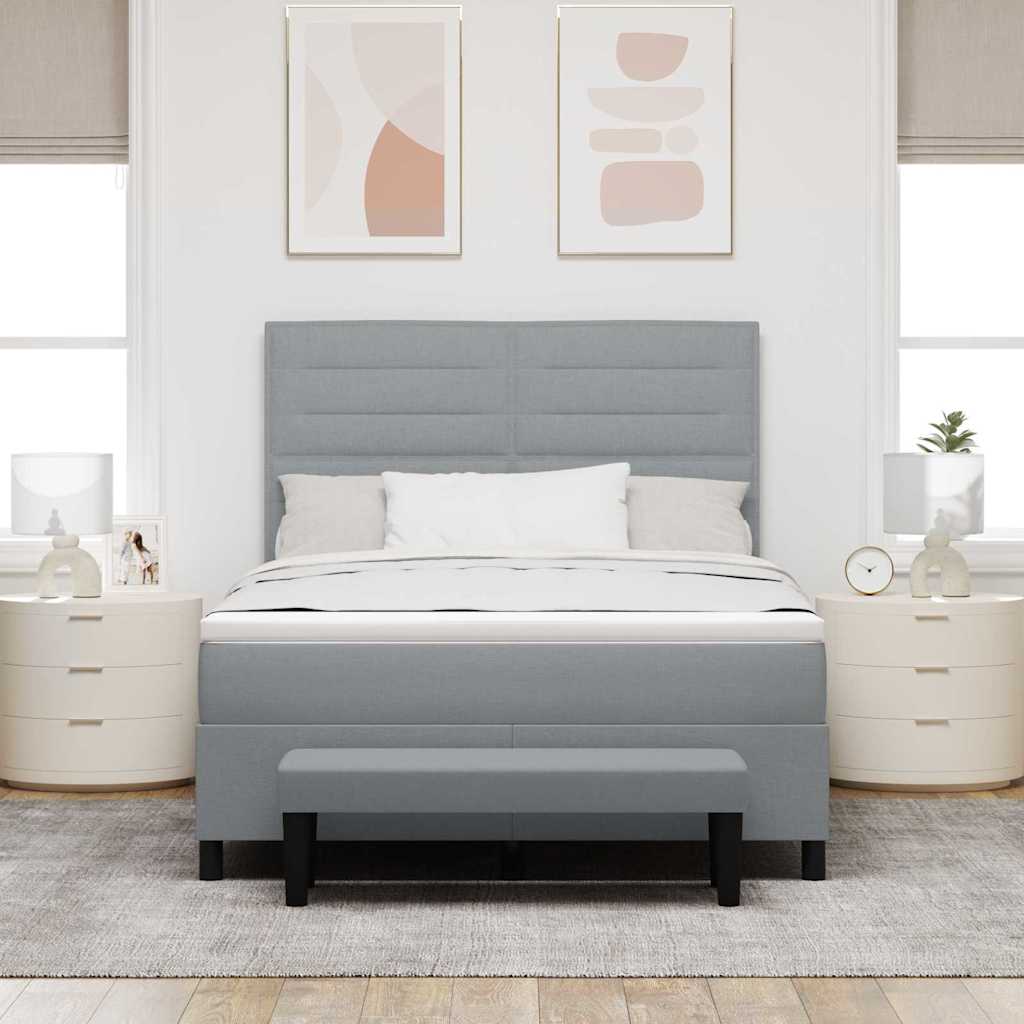 Box spring seng med hovedgærde Lysegrå 160 x 200 cm Stof
