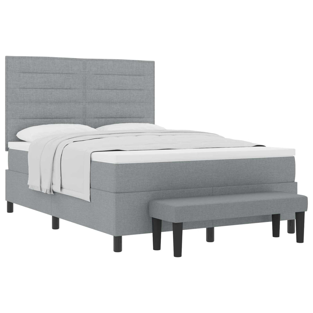 Box spring seng med hovedgærde Lysegrå 160 x 200 cm Stof