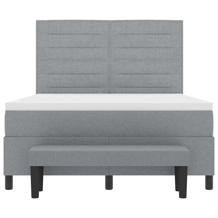 Box spring seng med hovedgærde Lysegrå 160 x 200 cm Stof