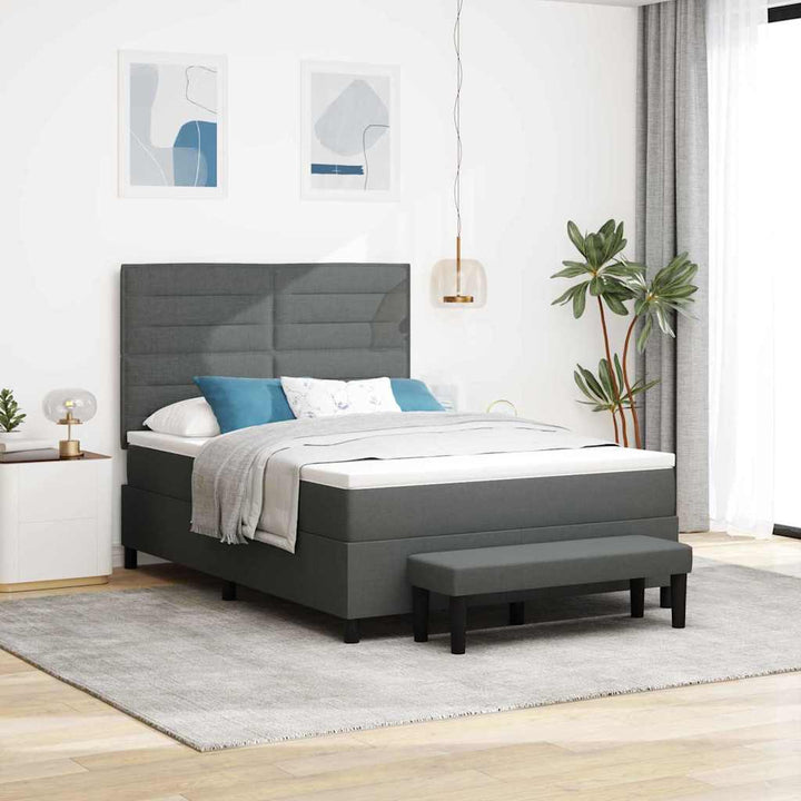 Box spring seng med pude Mørkegrå 160 x 200 cm Stof